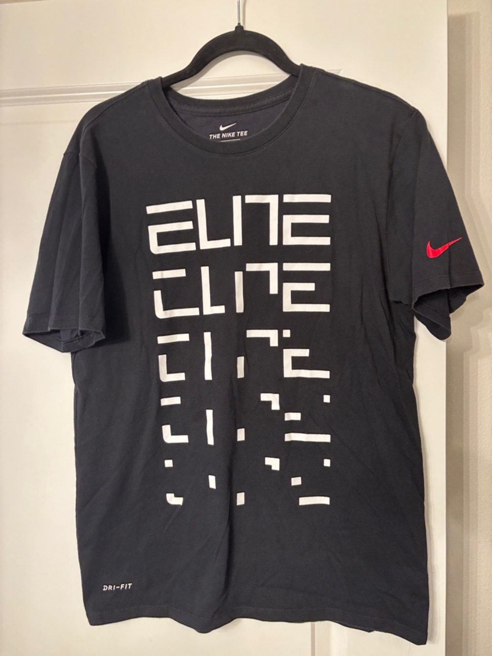 Nike Black Short-Sleeve 'Elite' Graphic Tee with Red Swoosh